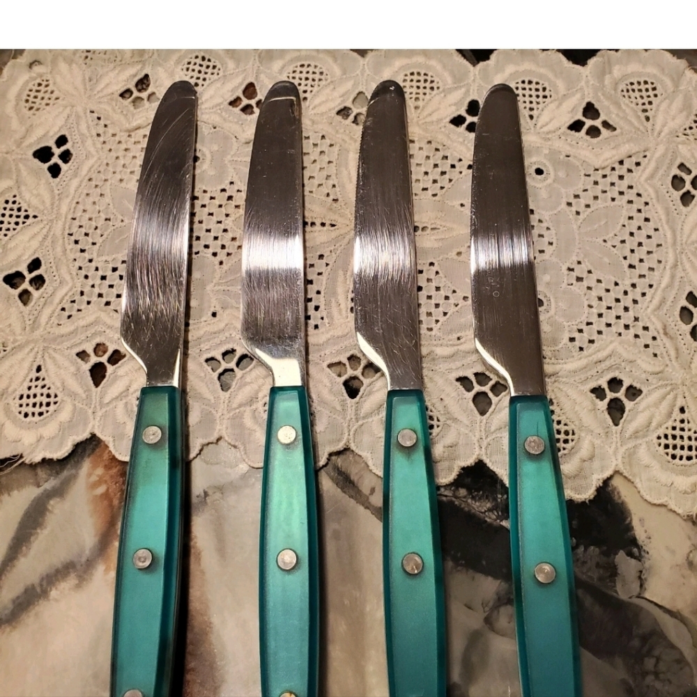 Lucite Handled Knives, set of 4, vintage